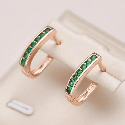 Emerald diamond earrings in gold- Mialla Jewelry