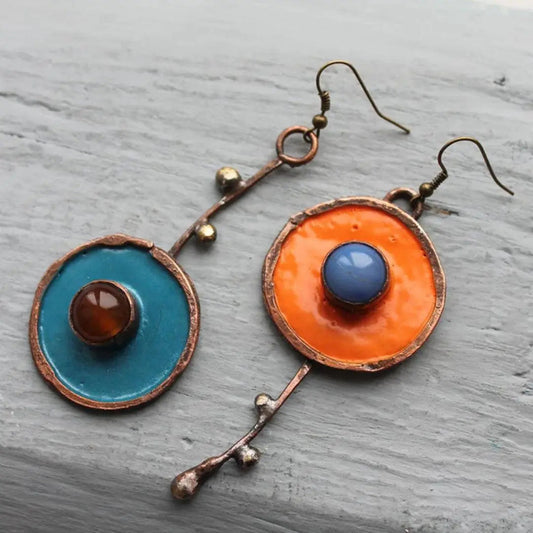 Vintage Hand-Painted Enamel Earrings- Mialla Jewelry