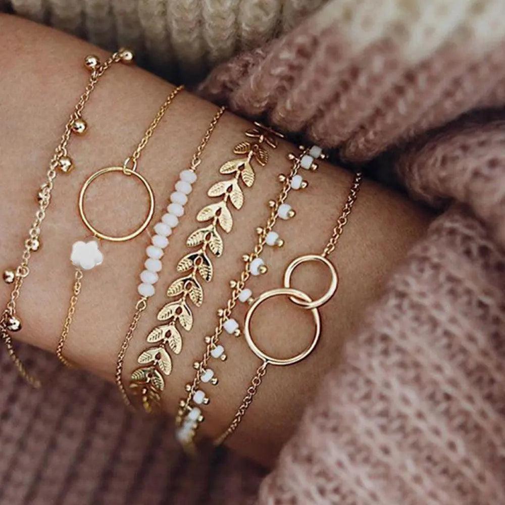 Pack of Boho Bracelets in Gold- Mialla Jewelry