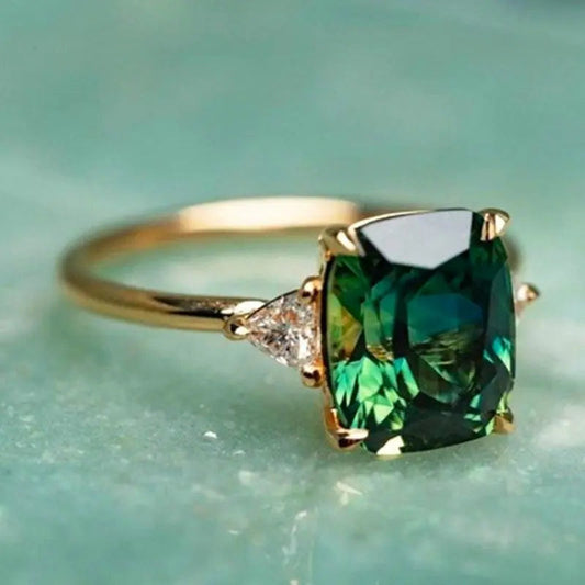 Elegant Square Emerald Ring- Mialla Jewelry