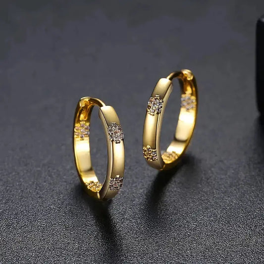 Vintage Golden Flower Hoop Earrings- Mialla Jewelry