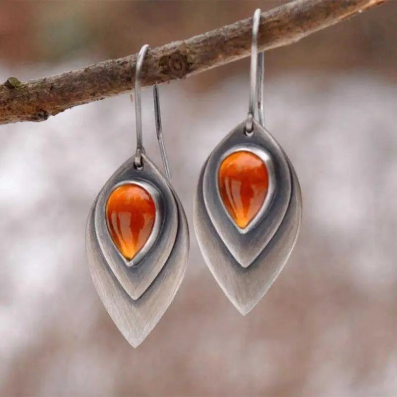 Vintage Orange Stein Earrings in Sterling Silver- Mialla Jewelry