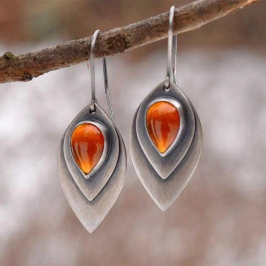 Vintage Orange Stein Earrings in Sterling Silver- Mialla Jewelry