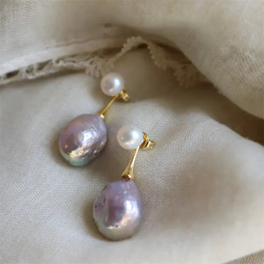 Elegant purple pearl earrings- Mialla Jewelry