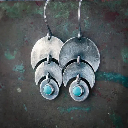 Vintage turquoise earrings in silver- Mialla Jewelry