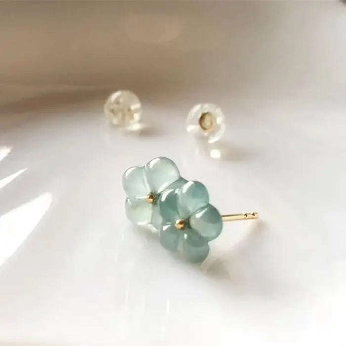 Vintage Turquoise Crystal Flower Earrings- Mialla Jewelry