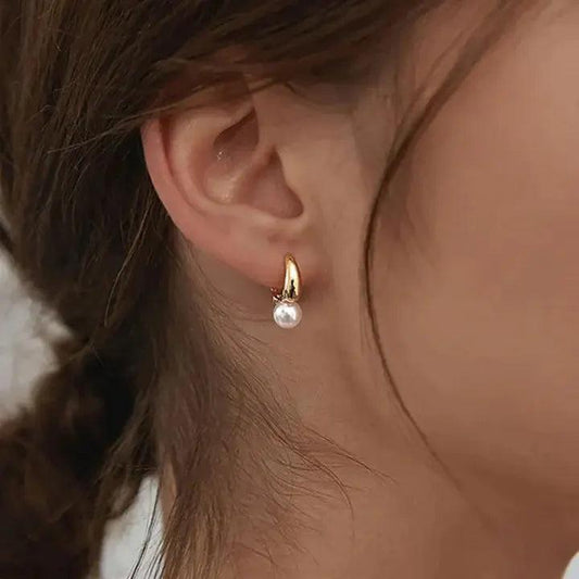 Small Pearl Earrings Gold Plated- Mialla Jewelry