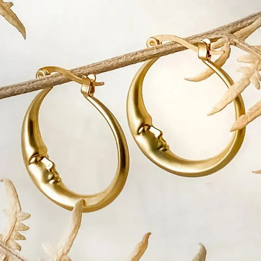 Vintage Moon Earrings in Gold- Mialla Jewelry