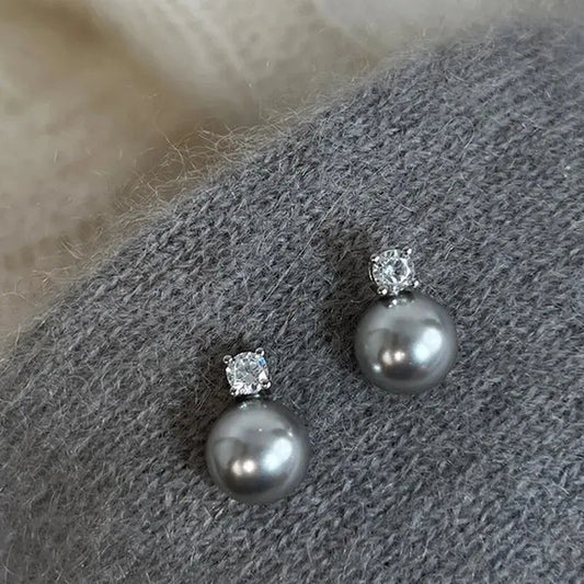 Elegant black pearl zirconia earrings- Mialla Jewelry
