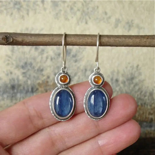 Blue and orange vintage earrings- Mialla Jewelry